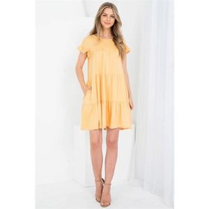 Marigold Yellow Ruffle Tier Layered Dress